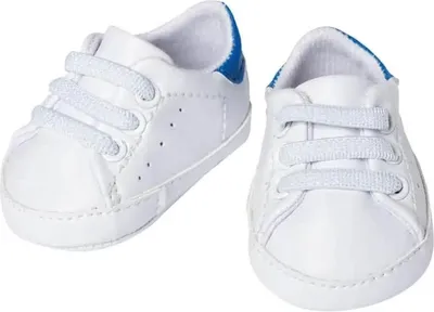 Produktbild von Heless 1451 - Sneaker für Puppen, in Weiß, Größe 30 – 34 cm, modisches Schuhwerk für den Puppen-Alltag
