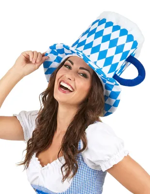 Produktbild von Bayrischer Maßkrug Partyhut für Erwachsene blau-weiss - Einheitsgröße