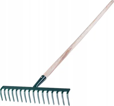 Produktbild von KADAX Metallrechen mit Holzstiel "Vagen", Rechen für Garten, Gartengerät, Gartenharke, Grün, 16 Zinken