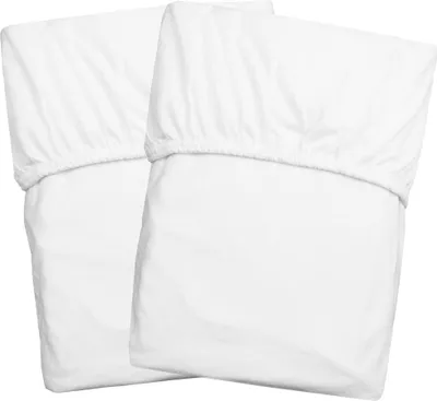 Produktbild von 2er Set Spannbettlaken Jersey, 90x200 cm, weiß, 50% Baumwolle / 50% Polyester