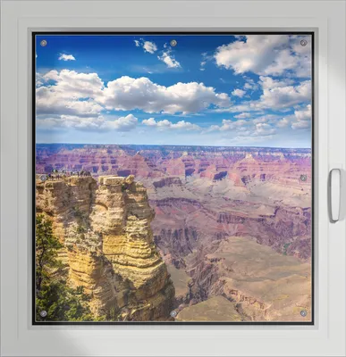 Produktbild von Wallario Lichtschutzbild, Dekorativer Sichtschutz Sonnenschutz 96 x 93 cm mit Motiv: Felsenschlucht im Grand Canyon Park Arizona - Verdunklung ohne Bohren