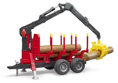 Produktbild von bruder 02252 - Rückeanhänger mit Ladekran, 4 Baumstämmen & Holzgreifer - 1:16 Fahrzeuge, Anhänger, Forstwirtschaft, Waldarbeit, Bäume, Holzwagen, Kran, Lader, Förster