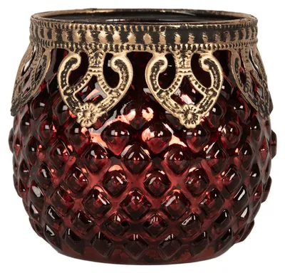 Produktbild von Clayre & Eef Teelichthalter Ø 9x8 cm Rot Glas