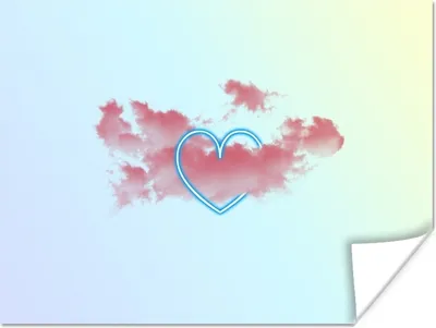 Produktbild von MuchoWow® Poster Neonherz in den Wolken 40x30 cm - Plakate für die Wände - Poster Wohnzimmer