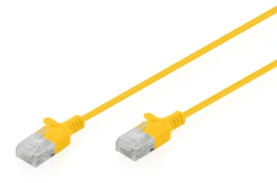 Produktbild von Digitus CAT 6 U-UTP Slim Patchkabel, 0,3 m, Gelb, 0,3 m, Cat6, U/UTP (UTP), RJ-45, RJ-45, Gelb