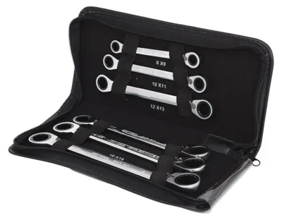Immagine prodotto di KS Tools GEARplus set di chiavi ad anello a doppio cricchetto, reversibili, 6 pz
