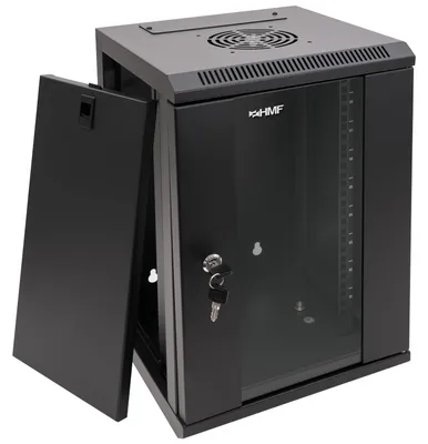 10 Zoll Serverschrank mit 9 Höheneinheiten von HMF mit 31.2 cm Breite in Schwarz