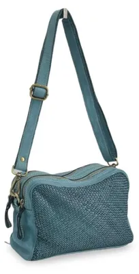 Produktbild von BZNA Bag Lucy Petrol Italy Designer Clutch Braided Ledertasche Umhängetasche