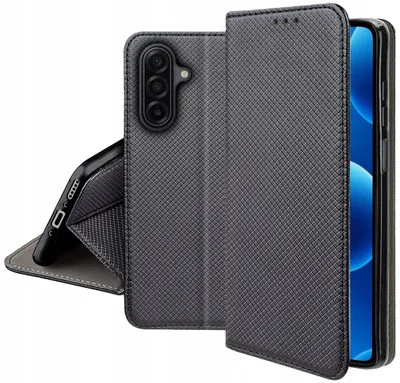 Produktbild von Magnet-Hülle für Samsung A18, verschließbar, schwarz + 9H-Glas
