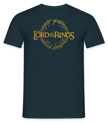 Produktbild von Spreadshirt Der Herr Der Ringe Großes Logo Mit Ring-Inschrift Männer T-Shirt, 3XL, Navy