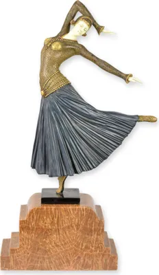 Produktbild von Bronzeskulptur Ayouta nach Chiparus kaltbemalt Replikat Retro Design Dekoration