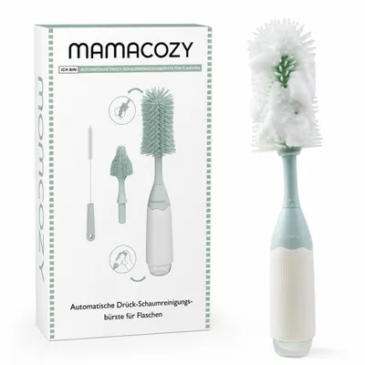 Produktbild von Momcozy Baby Flaschenbürste Set mit Druck-Schaumtechnologie | Silikon Flaschenbürste für Babyflaschen, Milchpumpen & Sauger | -frei, 360° Reinigung