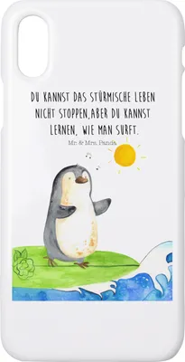 Produktbild von Mr. & Mrs. Panda Iphone 10 Handyhülle Pinguin Surfer - Weiß - Geschenk, Cover, Portugal, Surfen, Motiviert, Hawaii, Urlaub, X, Optimistisch, Hülle, Handy
