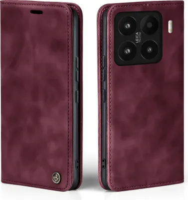 Produktbild von Handy Hülle für Xiaomi 15 Klapphülle Bookcase Flip Cover Handy Tasche Etui Farbe: Weinrot