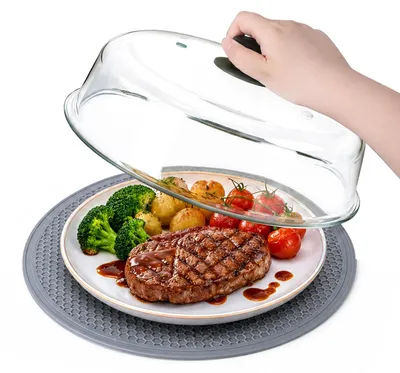Magnetronabdeckung Glas 26,5 cm mit Silikonmatte, BPA-frei