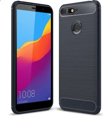 Produktbild von Huawei Y6 2018 Hülle Silikon Blau Carbon Optik Case TPU Handyhülle Bumper 211797