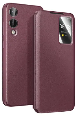 Immagine prodotto di Avizar, custodia Smart View con scomparto per carte per Galaxy S25 Edge, bordeaux