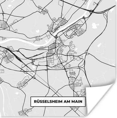 Produktbild von MuchoWow® Poster Karte - Rüsselsheim Am Main - Deutschland - Stadtplan - Karte 50x50 cm - Wohnzimmerdekoration