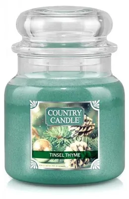 Productafbeelding van Country Candle geurkaars "Tinsel & Thyme", medium formaat, met 2 lonten (453 g)
