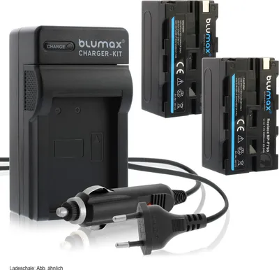 Produktbild von 2x Akku + Lader für Sony NP-F750  NP-F330 F530 F550 F730 F770  F970 4400 mAh