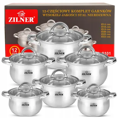 Produktbild von Zilner Edelstahl Kochtopfset für Induktion, 12-teilig
