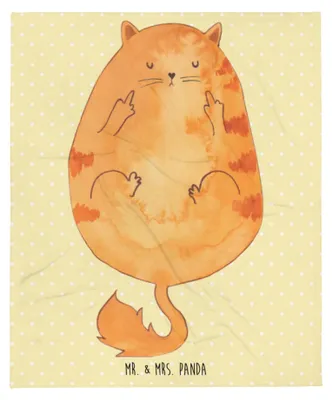 Produktbild von Mr. & Mrs. Panda Tagesdecke Katze Mittelfinger - Gelb Pastell - Geschenk, Katzen, Genervt, Cat, Wohndecke, Tiger, Bettdecke, Plaid, Cats, Kuscheldecke, Decke