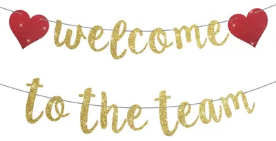 Produktbild von Willkommen im Team Banner Girlande Gold Rot