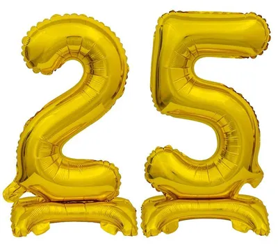 Produktbild von Stehender Folienballon Zahl 25 gold 38 cm 25. Geburtstag