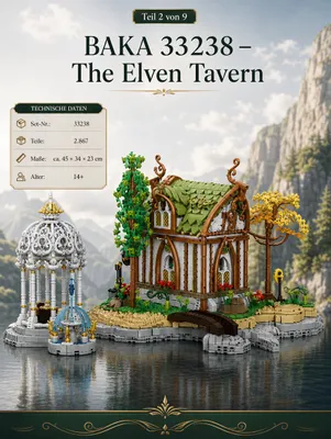 Produktbild von BAKA 33238 The Elven Tavern 2.867 Teile Valley Twilight Klemmbaustein Set