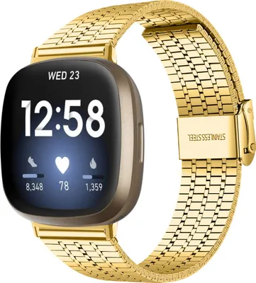 Produktbild von Strap-it Fitbit Versa 3 Edelstahlarmband (Gold)