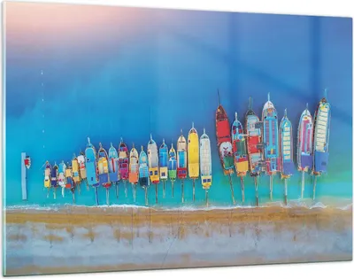 Produktbild von Bilder auf glas - Einteilig - Schiffe Strand Perspektive - 120x80cm - Glasbilder - Wandbilder - Bilder - Wanddekoration aus Glas - Glas Bilder - Wandbild auf Glas - GAA120x80-4415