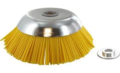 Image de Tête conique à poils en nylon pour débroussailleuse. Diamètre extérieur 200 mm, alésage 25,4 mm, avec douille de réduction 20 mm