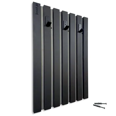 Produktbild von Kleiderhaken Holz Schwarz – Wandgarderobe Paneel 40x60 cm, Garderobenhaken, Flurgarderobe, Wandhaken, Garderobe Flur, Garderobe Holz, Garderobe