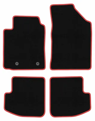 Obrázok produktu pre Velúrové autokoberce pre: Toyota Yaris I 1999-2005 (3dv.) – sada 4 ks, čierno-červené, na mieru – Wielganizator CARLUX