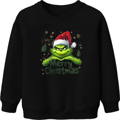 Obrázek produktu pro Grinch Merry Christmas Christmas Santa Hat Snowflake Gift Uni dětská mikina, černá, 104 ks