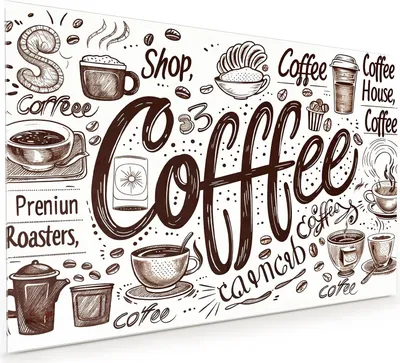 Produktbild von Küchenrückwand Spritzschutz Glas mit Motiv Kaffee Illustration 40 x 40 cm