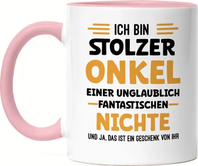 Produktbild von Ich bin stolzer Onkel Tasse Rosa Geschenk Nichte Geburtstag Weihnachten