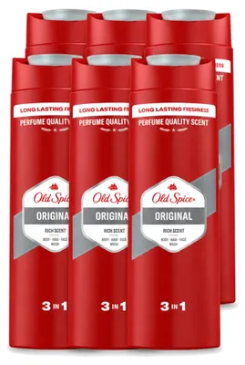 Zdjęcie produktu dla 6 opakowań żelu pod prysznic 3 w 1 Old Spice Original, pojemność 400 ml - zestaw ekonomiczny, 6 sztuk