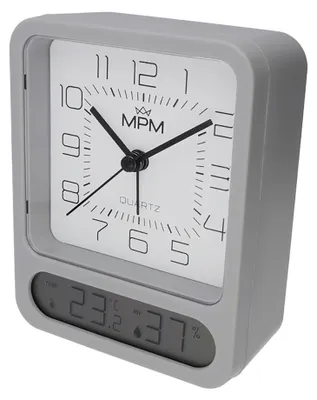 Produktbild von MPM-Quality Wecker Ioannis eckig 95 mm Kunststoff Grau