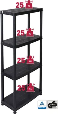 Produktbild von Kreher Haushaltsregal 'Primo' mit 4 Böden (Schwarz)