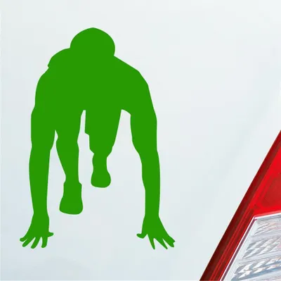 Produktbild von Auto Aufkleber Läufer Marathon 100m Sprinten Jogger Laufen 10x7 cm Hellgrün Sticker Heckscheibenaufkleber