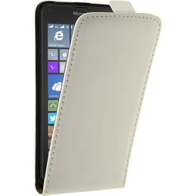 Produktbild von PhoneNatic Kunst-Lederhülle kompatibel mit Microsoft Lumia 640 - Flip-Case weiß + 2 Schutzfolien