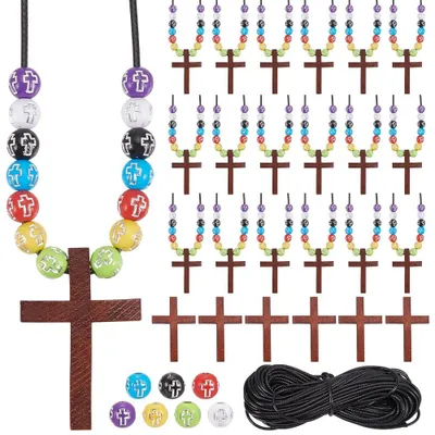 Schmuck-Bastelset mit Holzkreuzen, 333 Teile, DIY, bunte Perlen