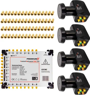 Produktbild von PremiumX Multischalter Set 17/16 Multiswitch SAT 4x Quattro LNB 64x F-Stecker
