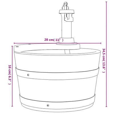 Immagine prodotto di vidaXL Fontana da giardino con pompa 28x28x34,5 cm in legno massiccio d'abete