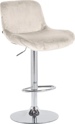 Produktbild von CLP Barhocker Solon Chrom höhenverstellbar und drehbar mit Rückenlehne creme Material Samt
