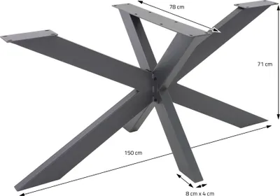 Obrázok produktu pre ML-Design nohy stola Spider cross frame, 78x71x150 cm, antracitová farba, oceľový rám stola