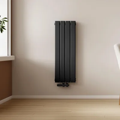 Produktbild von EMKE Heizkörper Flach 90 x 30,4 cm Doppellagig 559 W Schwarz Design Paneelheizkörper
