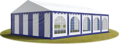 Produktbild von TOOLPORT Festzelt Partyzelt 5x10 m PREMIUM, hochwertige PVC Plane 750 N in blau-weiß 100% wasserdicht mit Bodenrahmen