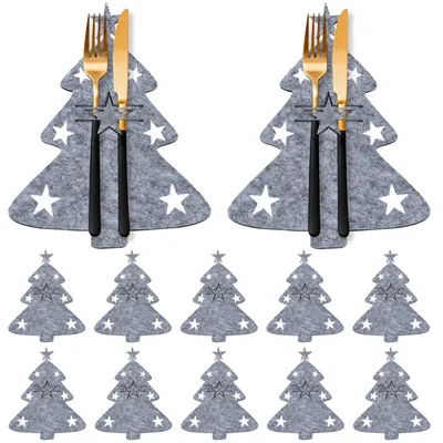 12 Weihnachtsbesteckhalter aus Filz, Besteckhüllen, Weihnachtsdeko
